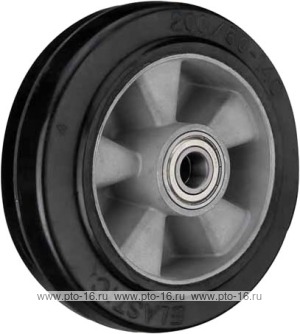 Алюминивое рулевое колесо с литой черной резиной для гидравлических тележек Wheel AL-R 200x50